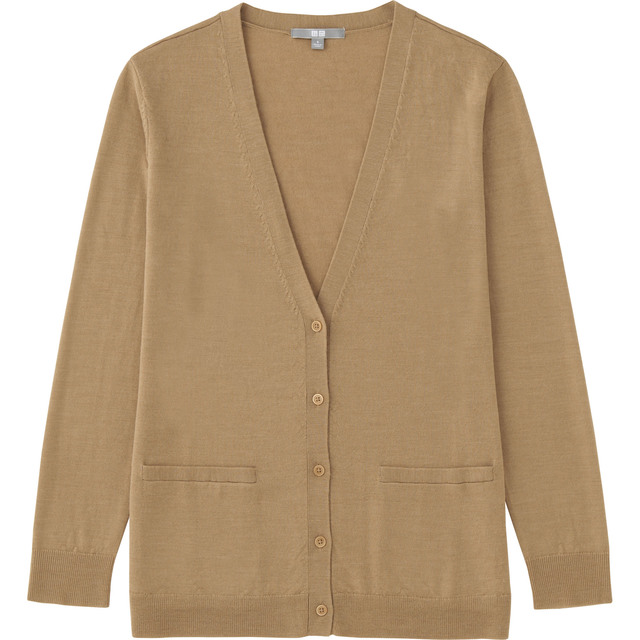 エクストラファインメリノ　Vネックロングカーディガン