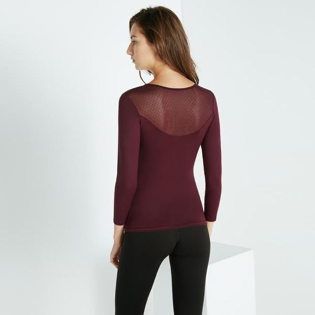 ヒートテックレースＵネックＴ（８分袖）