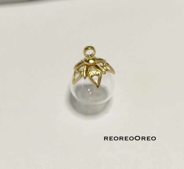 お花キャップのガラスボール・ゴールド 10㎜