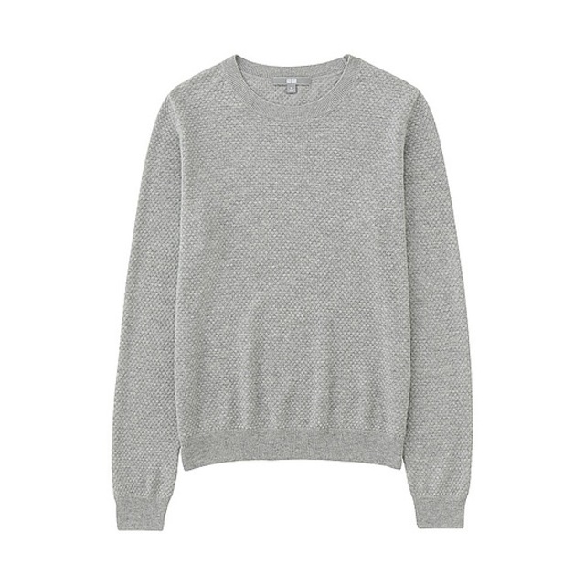 コットンカシミヤレーシークルーネックセーター