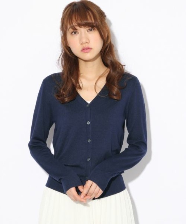 LOWRYS FARM 12ゲージスパンレーヨンVカーディガンロングスリーブ