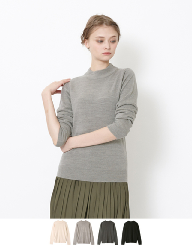 カシミヤタッチボトルネックプルオーバー