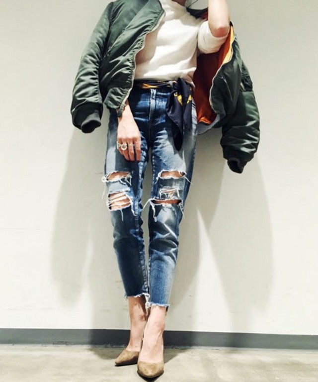 Ungrid  【Casual】ｸﾛｯﾌﾟﾄﾞﾌﾚｲﾄﾞｽﾄﾚｰﾄﾃﾞﾆﾑ