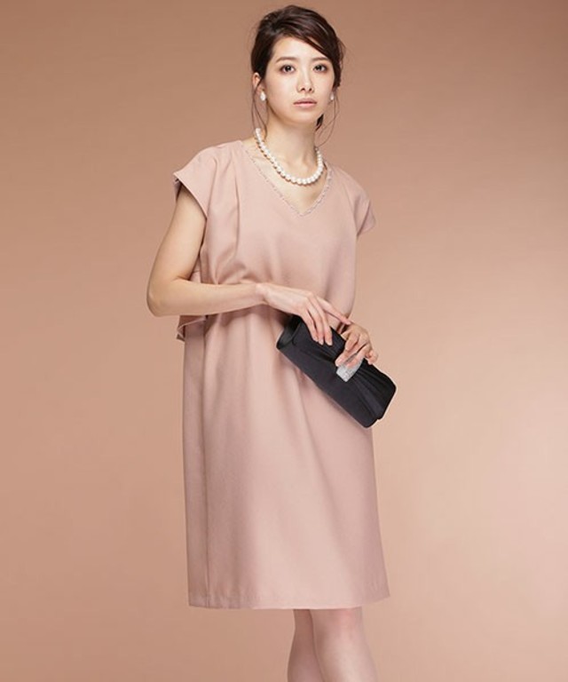 FO/ビーズ刺繍バックフリルワンピース