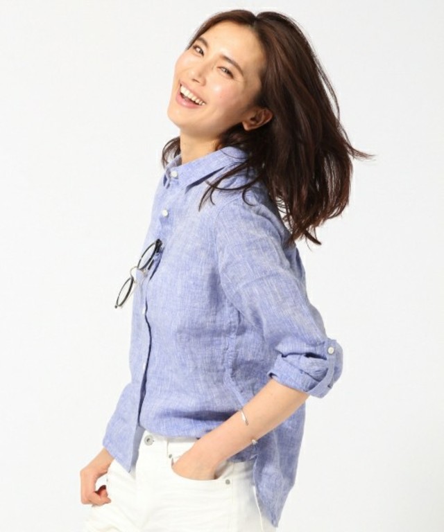 【高品質リネン使用】フレンチリネンシャツ長袖