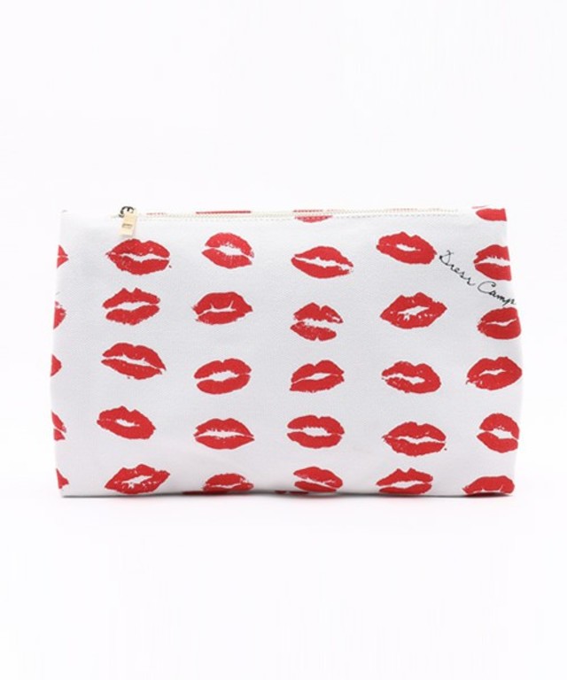 リップ柄キャンバスクラッチバッグ