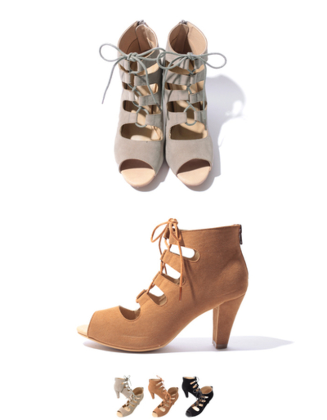 オープントゥレースアップブーティ