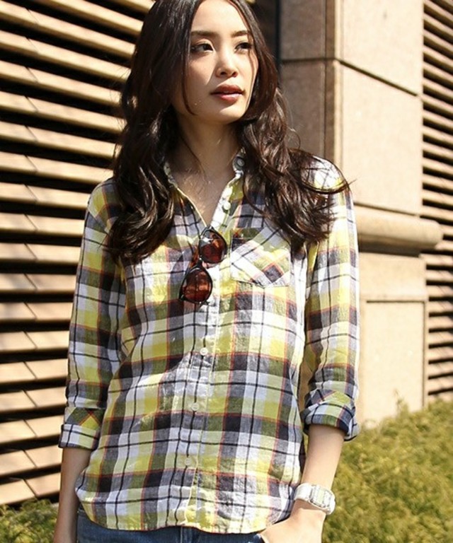 BAYFLOW／フレンチリネンマドラスチェックシャツ