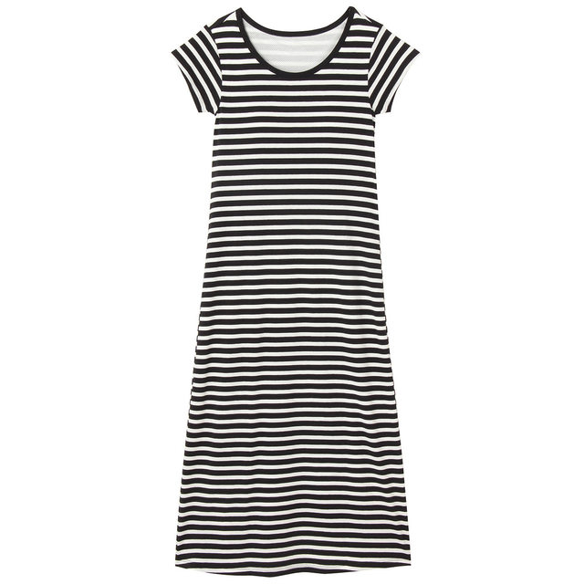 裏メッシュ涼感ストレッチ天竺カップ入り半袖ワンピース