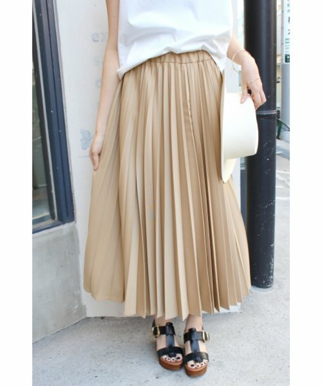 SLOBE IENA TRツイルプリーツミモレスカート
