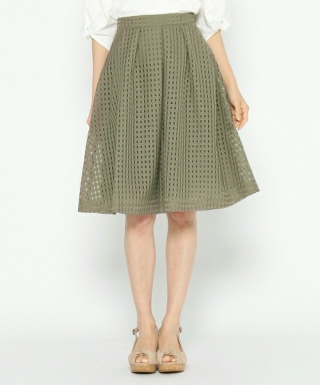 【index】シアーチェックフレアスカート