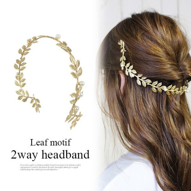 リーフカチューシャ　ゴールド　バックカチューシャ