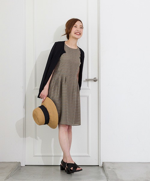 【NATURAL BEAUTY BASIC】シアーボーダーワンピース