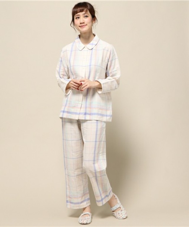 キッドブルー -１６クラビオンチェック -長袖パジャマ -KNEK515 -kidblue