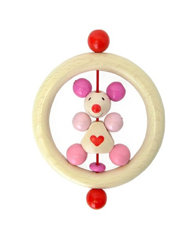granpapa ハイメス/ドイツ製 はじめての木のおもちゃ 歯がため ハートネズミ ピンク
