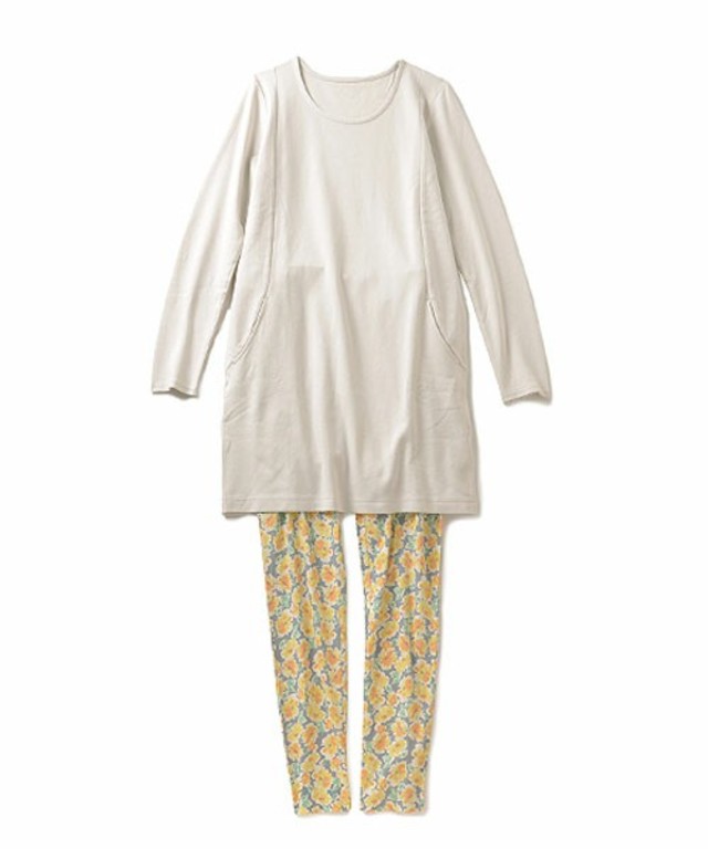 IEDIT リブ　イン　コンフォート　しっかりもののカットソーチュニックと華やぎレギンスのらくちんセット　