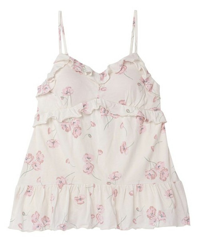 Room of A/フラワープリント×フリル　カップ付きキャミソール