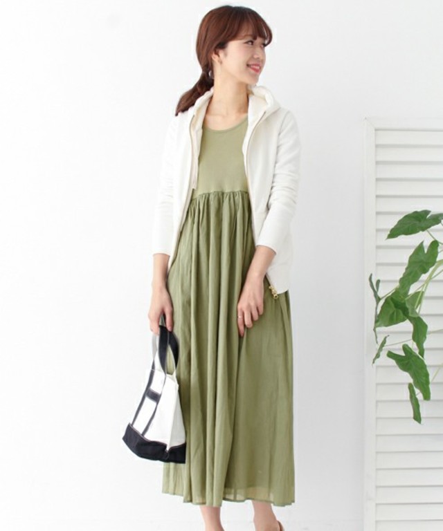 DOORS コットンギャザーロングワンピース