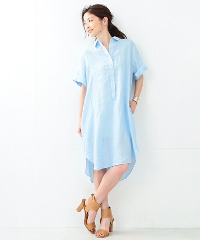 120% LINO / シャツプルオーバー ショートスリーブワンピース
