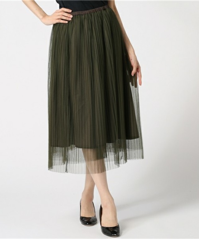 Te chichi　リバーシブルチュールプリーツスカート