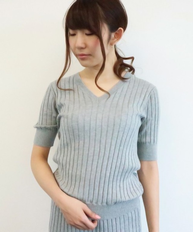N.（N. Natural Beauty Basic）　綿モダールワイドリブセットアップ トップス