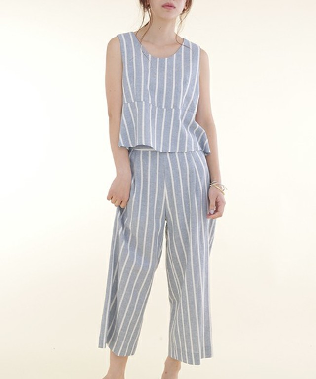 nano・universe　ストライプサロペット風セットアップ