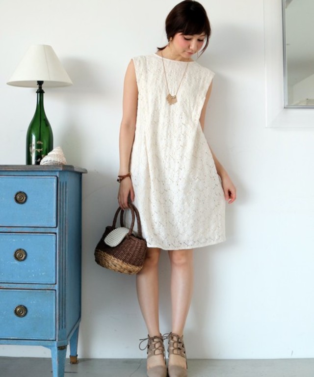 【 N.（N. Natural Beauty Basic）】タックスリーブレースワンピース