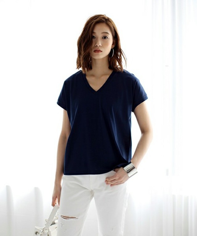 ペルー綿ブレンドコットンV/N半袖PO