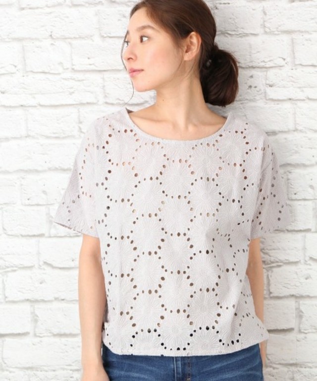 LEPSIM　シシュウレースTブラウス