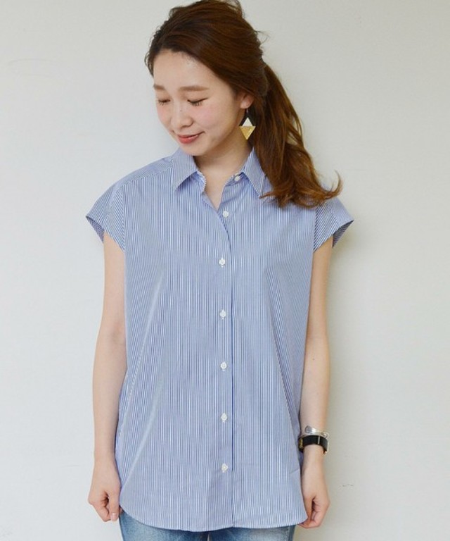 【SHIPS for women】ビックシャツショートスリーブ柄
