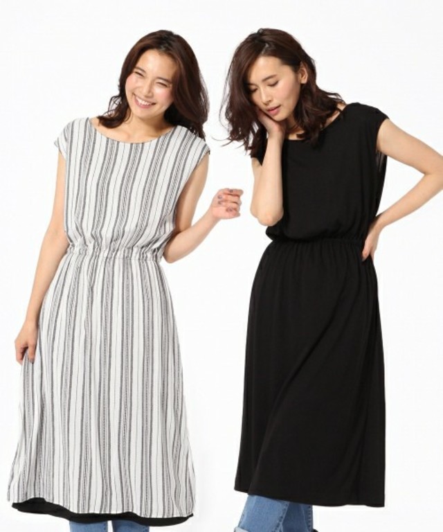 GLOBAL WORK リバーシブルワンピースフレンチスリーブ