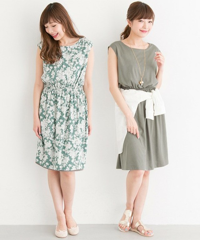 ROSSO モノトーンフラワーリバーシブルワンピース