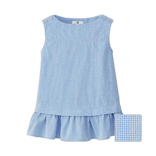 GIRLS シアサッカーノースリーブブラウス＋