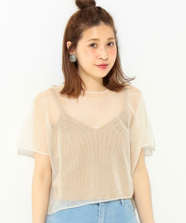 Another Edition  シースルーショートスリーブプルオーバー