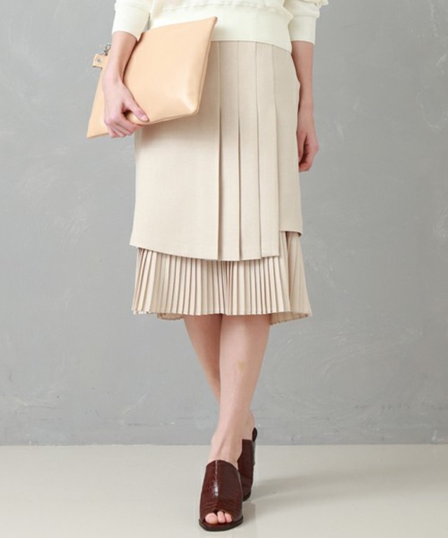 リネンライクタックアンドプリーツスカート