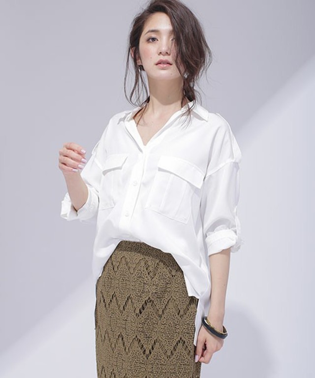 nano・universe  ミリタリーシャツブラウス