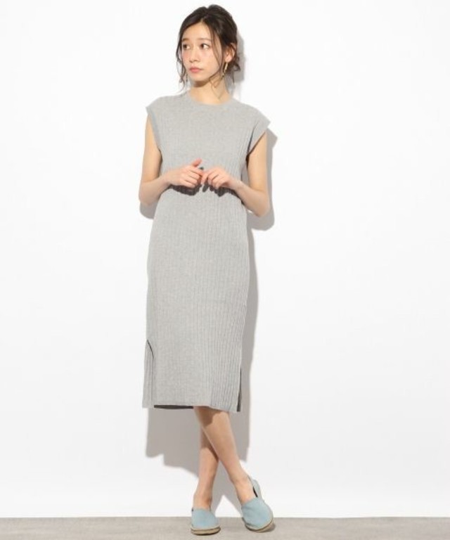LOWRYS FARM  １２Ｇリブニットワンピース／ノースリーブ