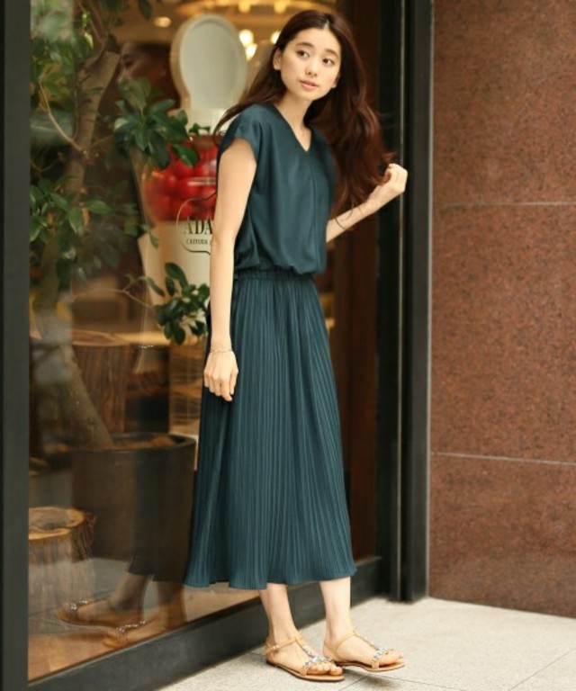 LEPSIM  プリーツキリカエロングワンピース