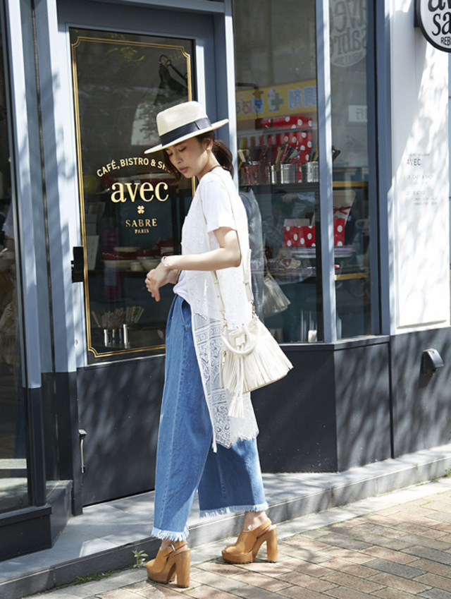 【Lace long gown】レディース　レース　ジレ