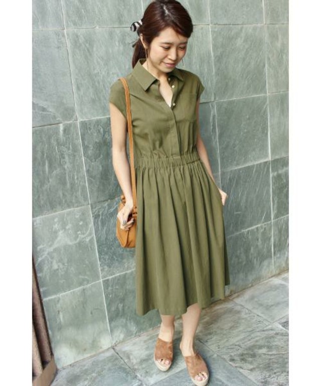 ミリタリーコットンシャツワンピース◆