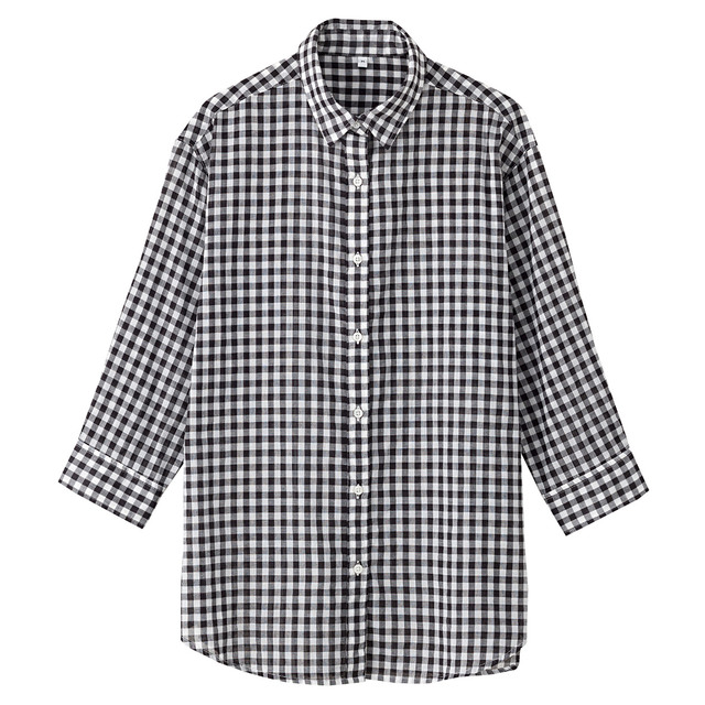 オーガニックコットンガーゼチェックシャツ