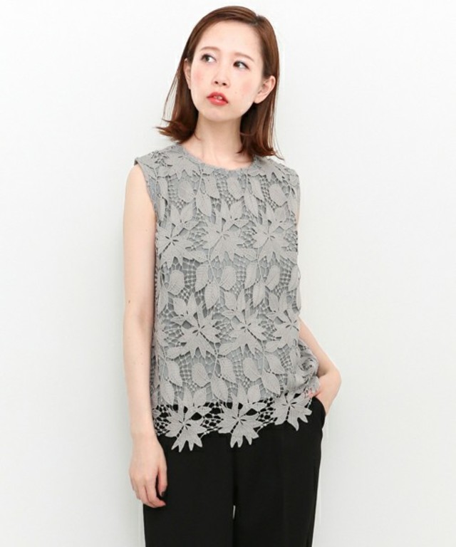 レースノースリーブトップス