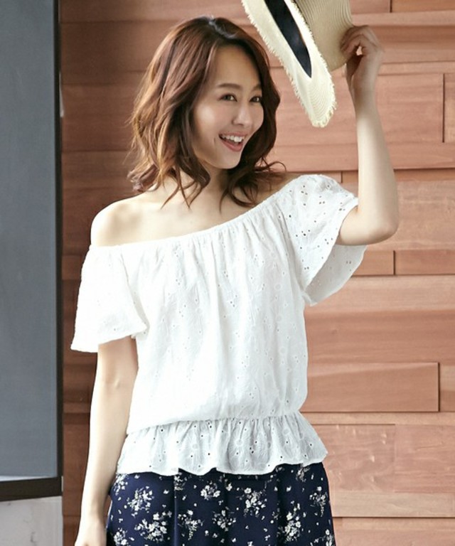 INGNI 綿レースオフショルダー/スモック-2016ＳＳ-