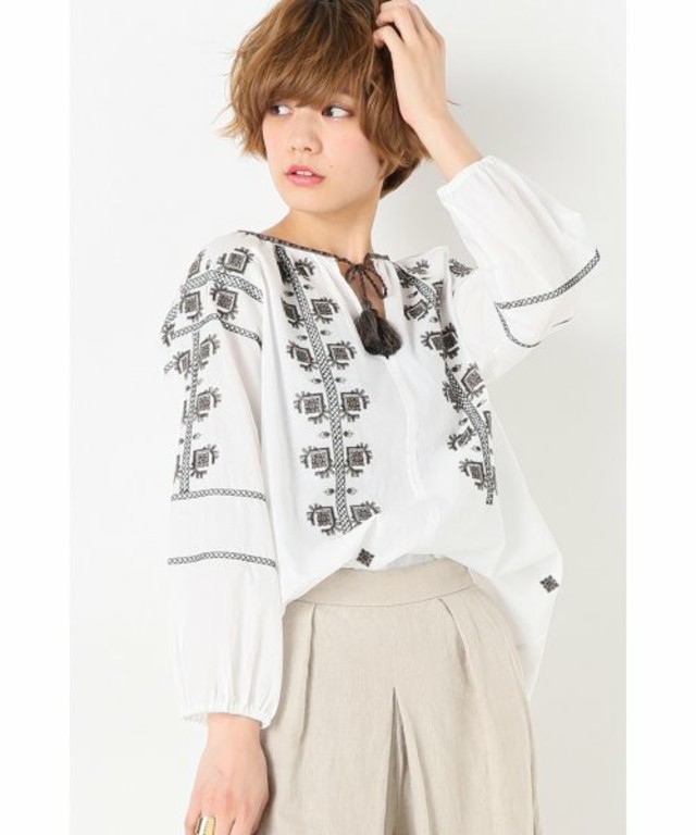 SLOBE IENA タッセルツキ刺繍ローンブラウス