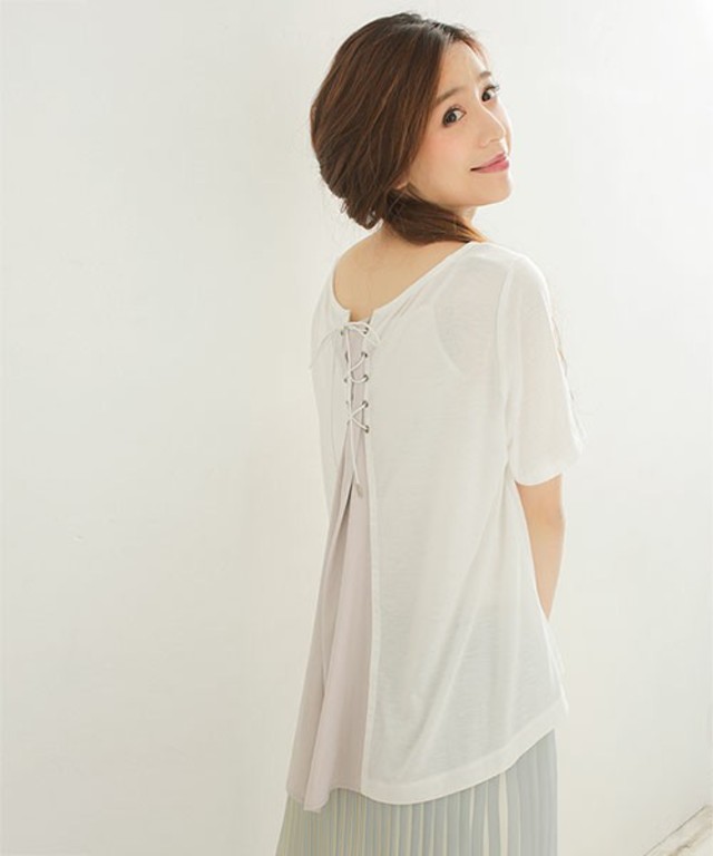 【nano universe】バッグレースアップカットトップス