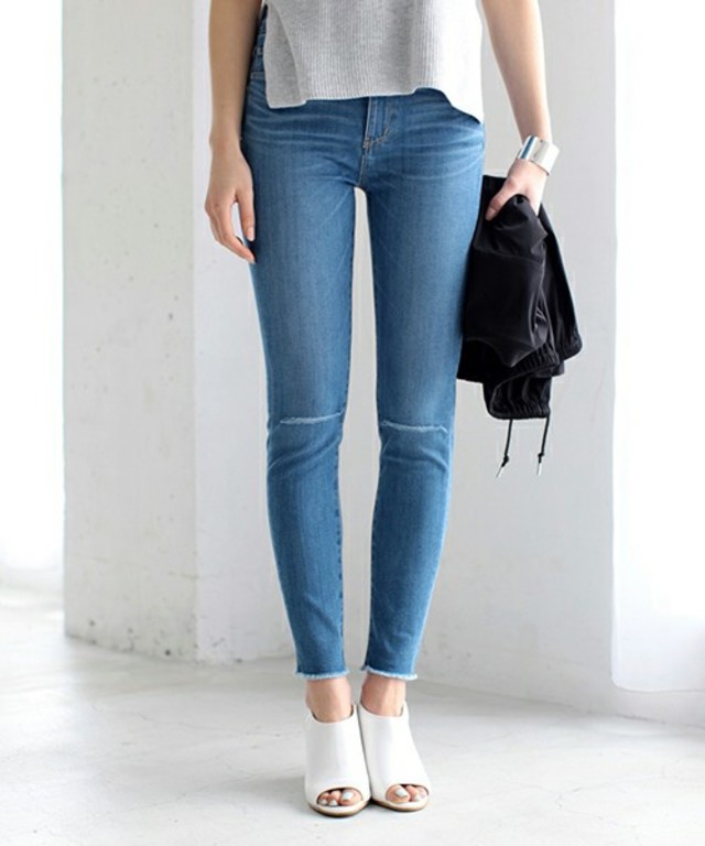 【AZUL by moussy】リップドスキニーデニム