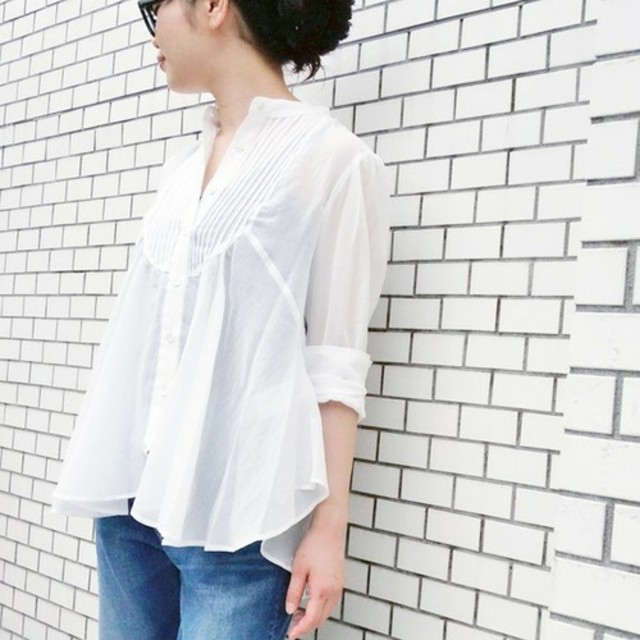 コットンシフォンドレスシャツ