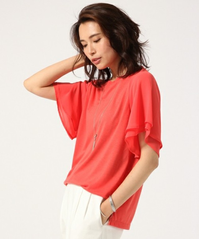 GLOBAL WORK 【機能素材】シフォンスリーブプルオーバー半袖/709692