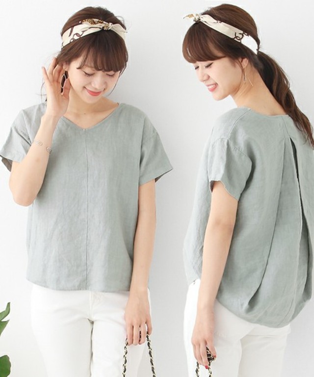 【URBAN RESEARCH DOORS】リネンバックタックドレープブラウス