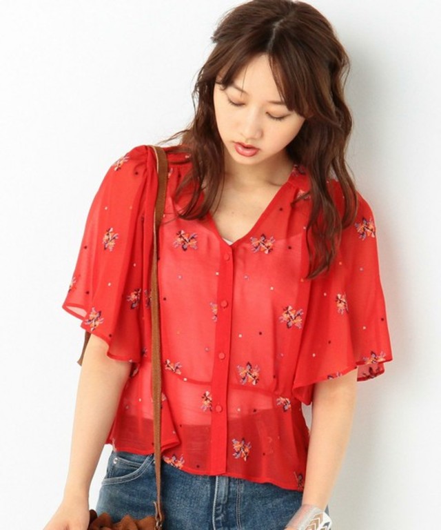 Another Edition　小花刺繍フリルブラウス/AEBFC コバナ EMB フリル BL